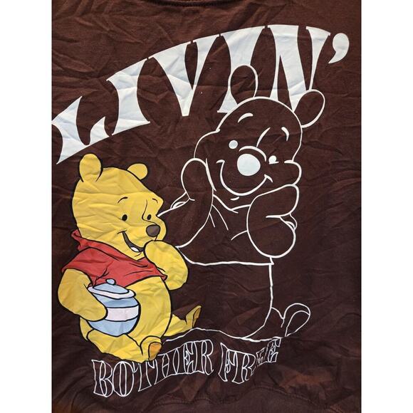 Disney Womens Brown Sweatshirt Winnie The Pooh "Livin' Bother Free" Size M - Picture 2 of 4